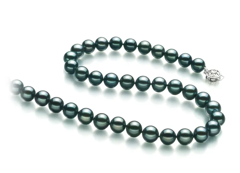 Colar de pérolas Akoya japonesas 8-8,5mm AA cultivadas em preto