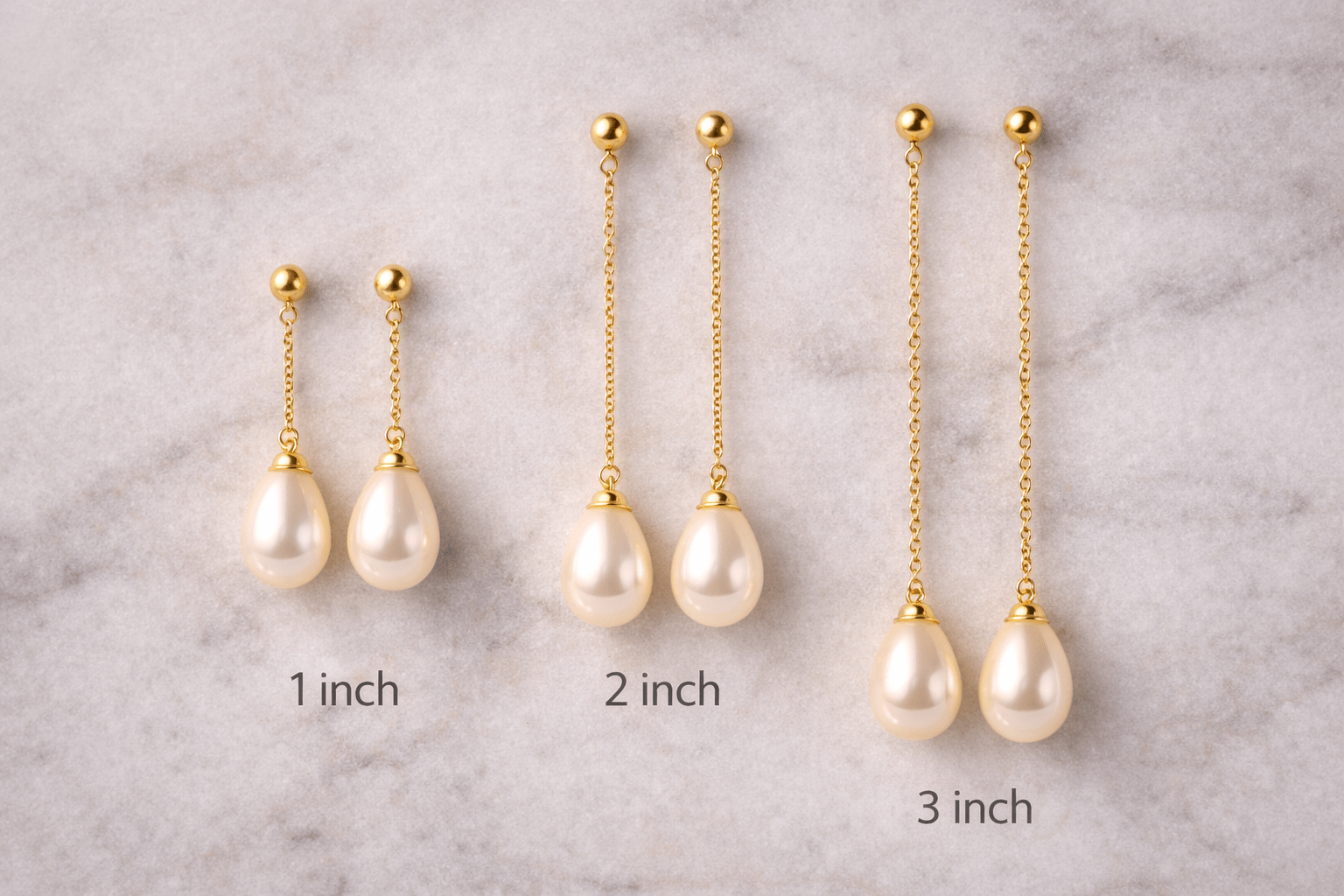 Diferentes comprimentos de brincos pendentes