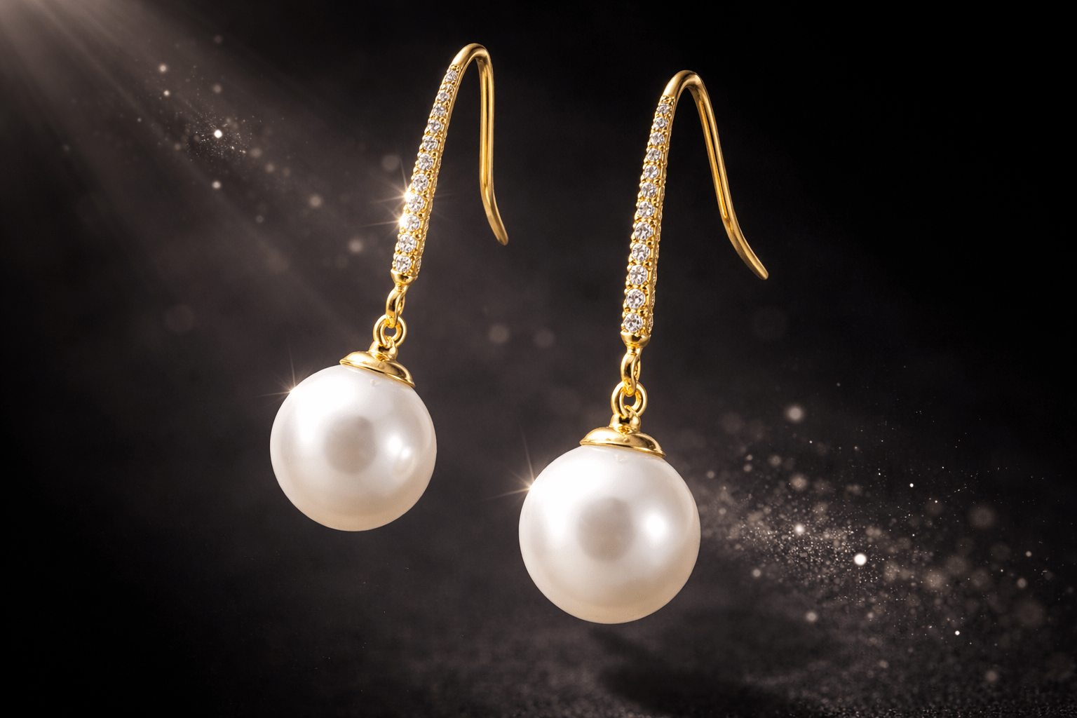 Brincos de ouro pendentes com pérolas Movimento