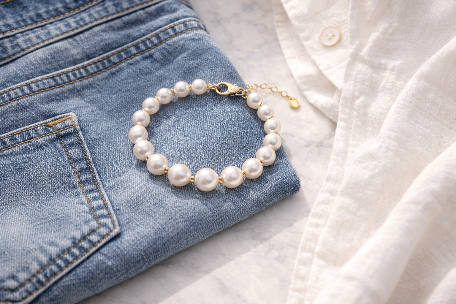 07. Styling pulseiras de pérolas Thomas Sabo
