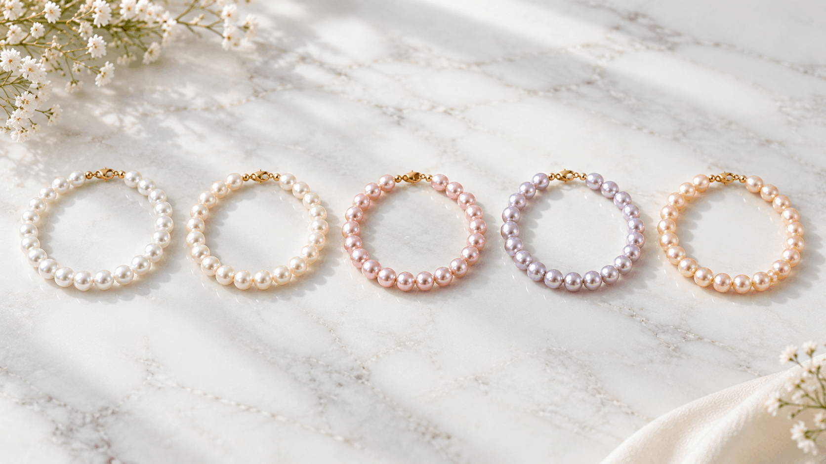 02. Cores de Pulseira de Pérolas de Água Doce — Mais Opções do que Esperaria