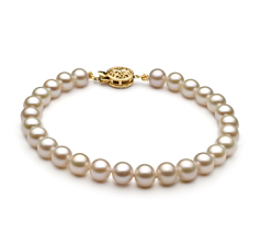 6-7mm Água doce Pulseira em Branco