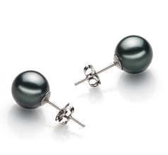 9-10mm taitiano Conjunto de brincos em Preto