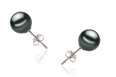 9-10mm taitiano Conjunto de brincos em Preto