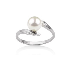 6-7mm Akoya japonesa Anel em Daron Branco