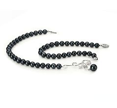 6-9mm Akoya japonesa Colar em Almira Preto