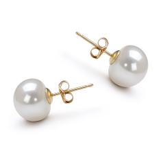 10-10.5mm Água doce Conjunto de brincos em Branco