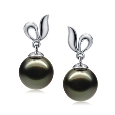 9-10mm taitiano Conjunto de brincos em Jeannie Preto