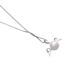 9-10mm Água doce Pingente em Anjo Branco