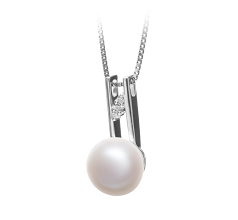 9-10mm Água doce Pingente em Hiriko Branco