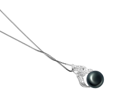 10-11mm Água doce Pingente em Bebra Preto