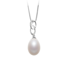 10-11mm Água doce Pingente em Rabia Branco