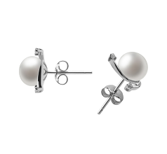 7-8mm Água doce Conjunto de brincos em Selene Branco