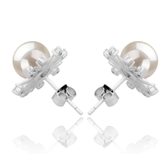 7-8mm Água doce Conjunto de brincos em Natasha Branco
