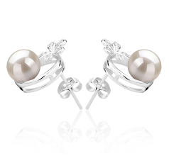 7-8mm Água doce Conjunto de brincos em Molly Branco