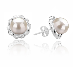 8-9mm Água doce Conjunto de brincos em Bessie Branco