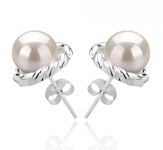 8-9mm Água doce Conjunto de brincos em Bessie Branco