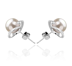 8-9mm Água doce Conjunto de brincos em Eva Branco