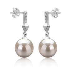 9-10mm Água doce Conjunto de brincos em Erma Branco