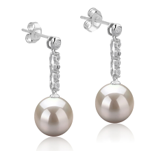 9-10mm Água doce Conjunto de brincos em Encantador Branco