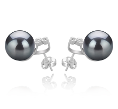 10-11mm taitiano Conjunto de brincos em Hailey Preto