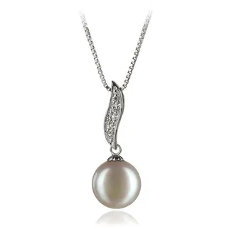 9-10mm Água doce Pingente em Alicia Branco