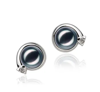 7-8mm Akoya japonesa Conjunto de brincos em Angélica Preto
