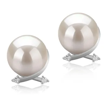 10-11mm Água doce Conjunto de brincos em Fruta vermelha Branco