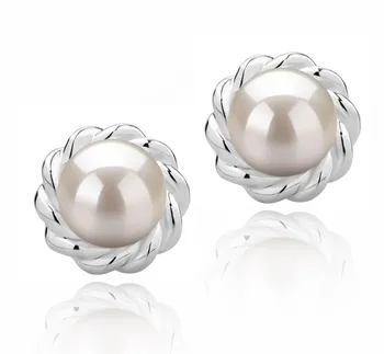 8-9mm Água doce Conjunto de brincos em Bessie Branco