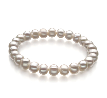 6-7mm Água doce Pulseira em Felicidade Branco