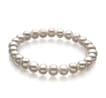 6-7mm Água doce Pulseira em Felicidade Branco
