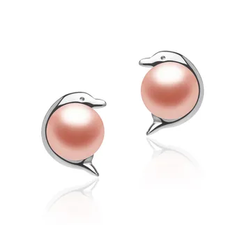 5-6mm Água doce Conjunto de brincos em Golfinho Rosa