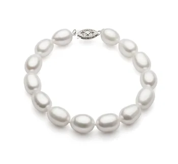 8.5-9.5mm Água doce Pulseira em Queda Branco