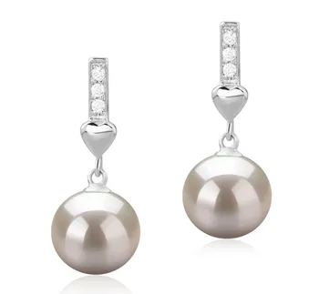 9-10mm Água doce Conjunto de brincos em Erma Branco