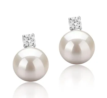 8-9mm Água doce Conjunto de brincos em Eternidade Branco