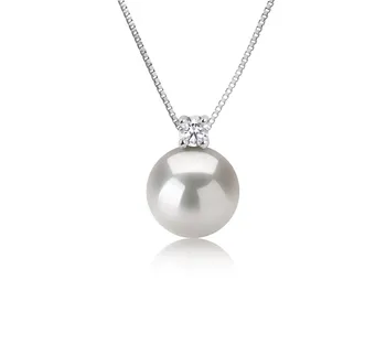 9-10mm Água doce Pingente em Eternidade Branco