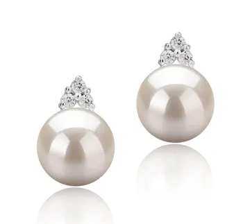 8-9mm Água doce Conjunto de brincos em Evelyn Branco