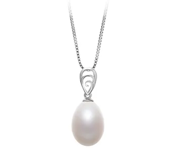 10-11mm Água doce Pingente em Fotina Branco