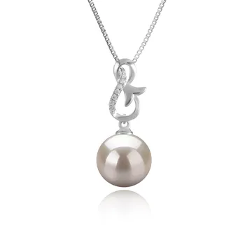 9-10mm Água doce Pingente em Castanho Branco