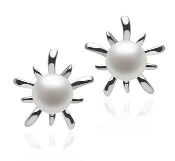 6-7mm Água doce Conjunto de brincos em Promova 'Jamelia' Branco