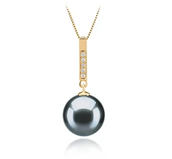 10-11mm taitiano Pingente em Janet Preto