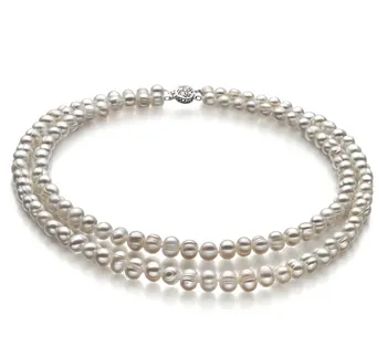 6-7mm Água doce Colar em Julienne Branco