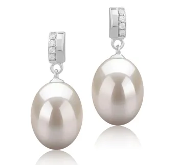 9-10mm Água doce Conjunto de brincos em Karley Branco