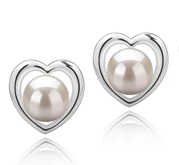8-9mm Água doce Conjunto de brincos em Coração Kimberly Branco