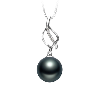 10-11mm taitiano Pingente em Leah Preto