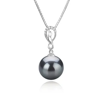 10-11mm taitiano Pingente em Lena Preto