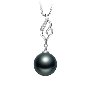 10-11mm taitiano Pingente em Loreta Preto