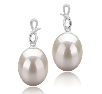 9-10mm Água doce Conjunto de brincos em Lucille Branco