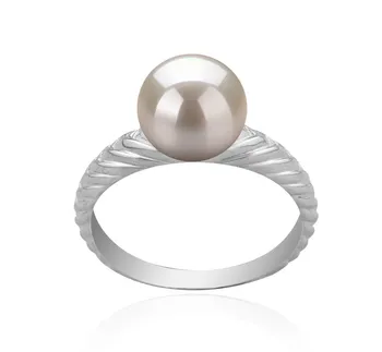 8-9mm Água doce Anel em Mada Branco