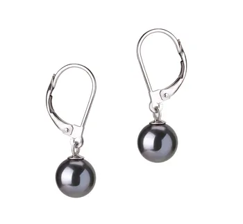 7-8mm Água doce Conjunto de brincos em Marcella Tingido de preto
